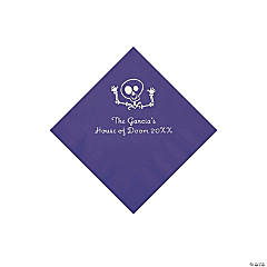 Purple Skeleton Personalized Napkins with Silver Foil - Beverage