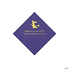 Purple Witch Personalized Napkins with Gold Foil - Beverage