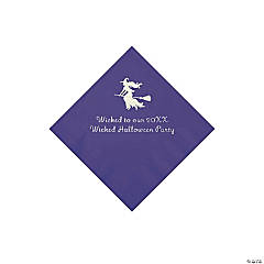 Purple Witch Personalized Napkins with Silver Foil - Beverage