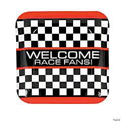 Race Car Checkered Flag Square Paper Dinner Plates - 8 Ct.
