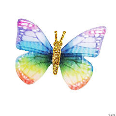 Rainbow Butterfly Hair Clips - 12 Pc.