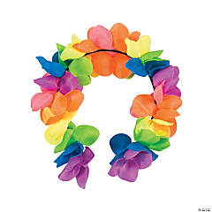 Rainbow Flower Headbands - 12 Pc.