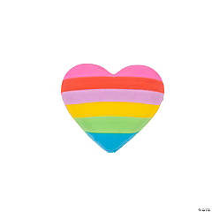 Rainbow Heart-Shaped Erasers - 24 Pc.
