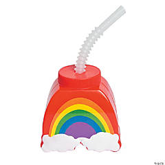 Rainbow Molded Cups with Straws - 12 Ct.