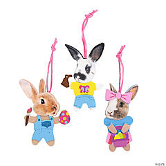 Realistic Bunny Face Easter Ornament Foam Craft Kit - Makes 12