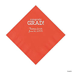 Red Congrats Grad Personalized Napkins with Silver Foil - 50 Pc. Luncheon