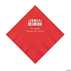 Red Family Reunion Personalized Napkins with Silver Foil - 50 Pc. Luncheon