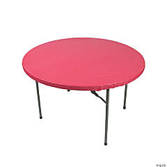 Red Fitted Round Plastic Tablecloth