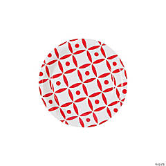 Red Geometric Paper Dessert Plates - 8 Ct.