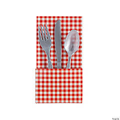 Red Gingham Cutlery Holders - 12 Pc.