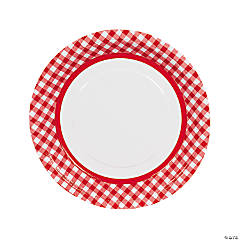 Red Gingham Paper Dinner Plates - 24 Ct.