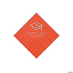 Red Grad Mortarboard Personalized Napkins with Silver Foil - 50 Pc. Beverage