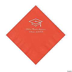 Red Grad Mortarboard Personalized Napkins with Silver Foil - 50 Pc. Luncheon