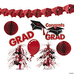 Red Graduation Party Decorating Kit - 9 Pc.