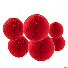 Red Hanging Honeycomb Decorations