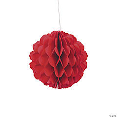 Red Hanging Honeycomb Tissue Paper Balls