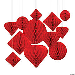 Red Hanging Paper Honeycomb Decoration Assortment