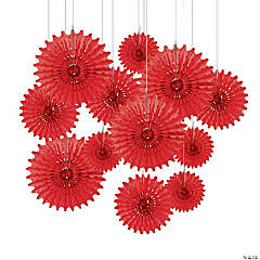Red Hanging Tissue Paper Fans