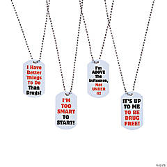 Red Ribbon Week Dog Tag Necklaces - 12 Pc.