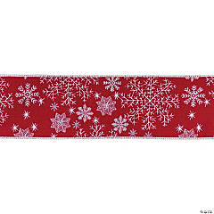 Red Snowflake 4 X 5 Yds. Ribbon Wired Cotton
