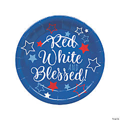 Red, White & Blessed 4th of July Party Paper Dinner Plates - 8 Ct.