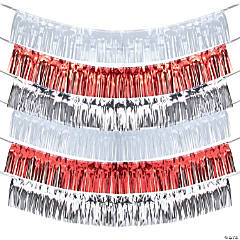 Red, White & Silver Fringe Garland Backdrop - 6 Pc.