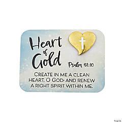 Religious Heart of Gold Pins with Card for 12