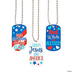 Religious Patriotic Dog Tag Necklaces - 12 Pc.