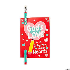 Religious Pencils with Valentine's Day Card - 24 Pc.