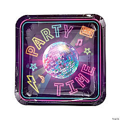 Retro Vibes Party Time Paper Dinner Plates - 8 Ct.