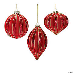 Red Tiny Christmas Ornaments In Assorted Styles Set of 25 Pcs