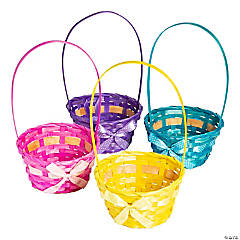 Ribbon-Wrapped Bamboo Easter Baskets - 12 Pc.