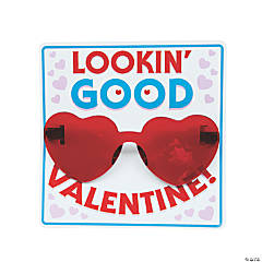 Rimless Heart Glasses Valentine Exchanges with Lookin’ Good Card for 12