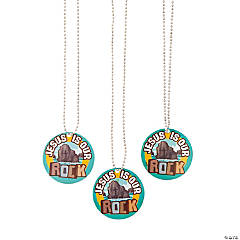 Rocky Beach VBS Jesus Is Our Rock Dog Tag Necklaces - 12 Pc.