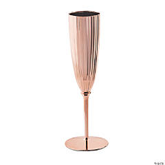 Rose Gold Metallic Plastic Champagne Flutes - 12 Ct.