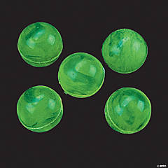 Rubber Marbleized Glow-in-the-Dark Green Bouncing Balls