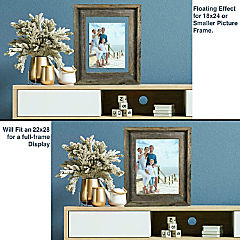 Rustic Farmhouse Signature Series 22 x 28 Weathered Gray Reclaimed Solid Wood Floating Picture Frame