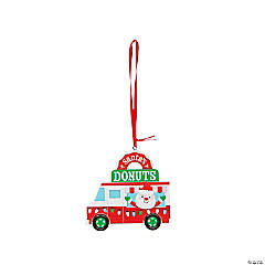 Santa’s Donut Truck Resin Christmas Ornaments - 12 Pc.
