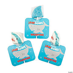 Shark Lollipop Valentine Exchanges with Card for 12