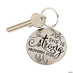 She is Strong Bible Verse Keychains - 12 Pc.