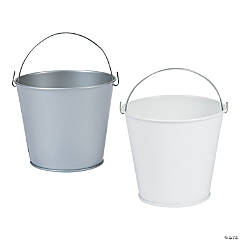 Silver & White Mini Metal Pails Kit - 24 Pc.