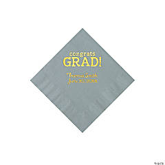 Silver Congrats Grad Personalized Napkins with Gold Foil - Beverage