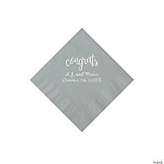 Silver Congrats Personalized Napkins with Silver Foil - Beverage