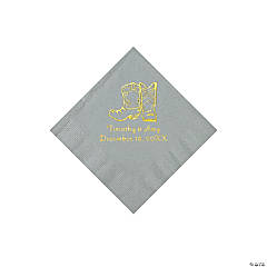 Silver Cowboy Boots Personalized Napkins with Gold Foil - Beverage
