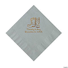 Silver Cowboy Boots Personalized Napkins with Gold Foil - Luncheon
