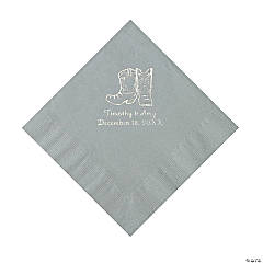 Silver Cowboy Boots Personalized Napkins with Silver Foil - Luncheon