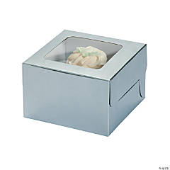 Silver Cupcake Boxes - 12 Pc.