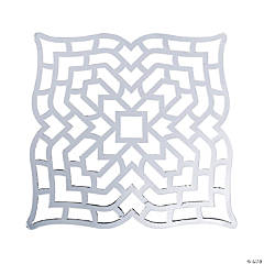 Silver Foil Laser-Cut Geometric Pattern Charger Placemats - 24 Pc.