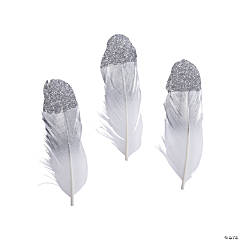 Silver Glitter Feathers