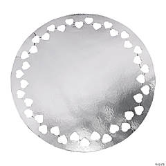 Silver Laser-Cut Charger Placemats with Hearts - 24 Pc.